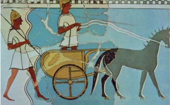 Bronze Age Mycenaean chariot fresco