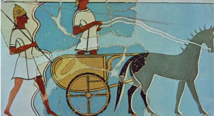 Bronze Age Mycenaean chariot fresco