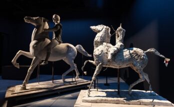 Studies of the sculpture of Alexander the Great on display at the Yannis Pappas - In Quest of Alexander Exhibition