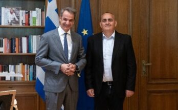 Greek PM Kyriakos Mitsotakis meets MEP Fredi Beleris in Athens.