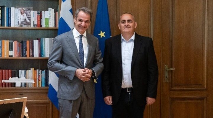 Greek PM Kyriakos Mitsotakis meets MEP Fredi Beleris in Athens.