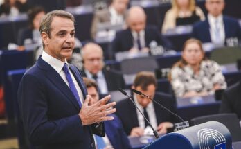 Kyriakos Mitsotakis refutes Erdogan's Cyprus claims while on the island giving a speech.