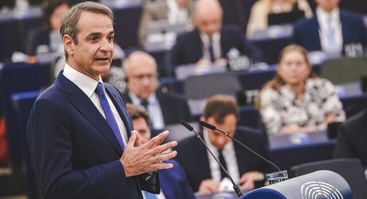 Kyriakos Mitsotakis refutes Erdogan's Cyprus claims while on the island giving a speech.