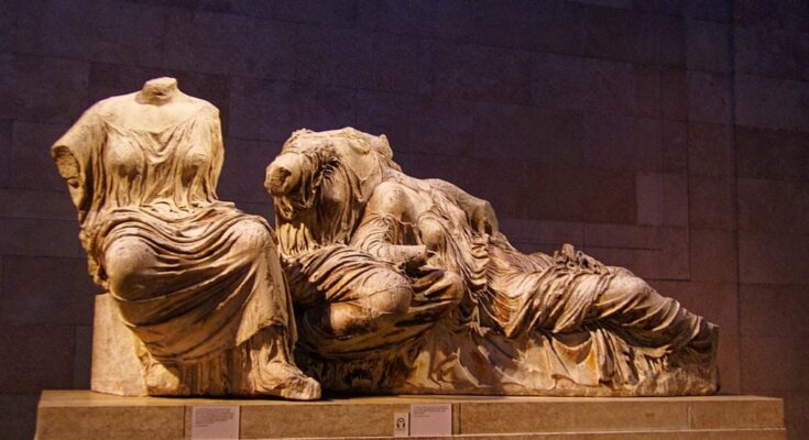 The Parthenon sculptures displayed at the British Museum, London.