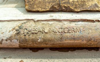 A lead pipe found in the garden of Roman Emperor Caligula with his name