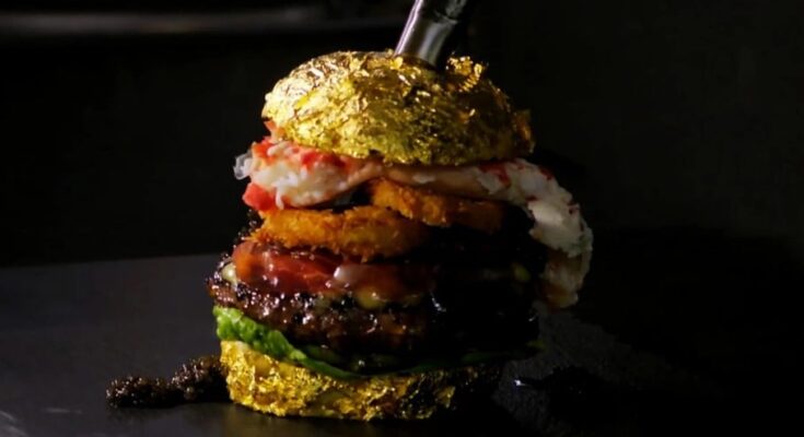 Hamburger covered in Gold