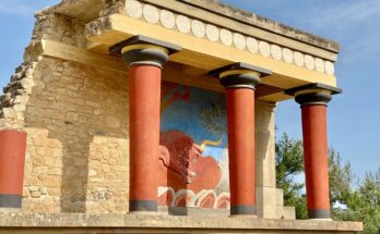 Northwest Propylaeum, Minoan Palace of Knossos Ruins, Knossos, Greece.