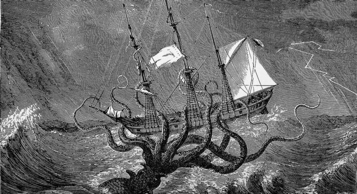 A Kraken attacking a ship