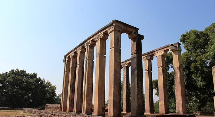 Greek temple, stupa site in sanchi madhya pradesh india