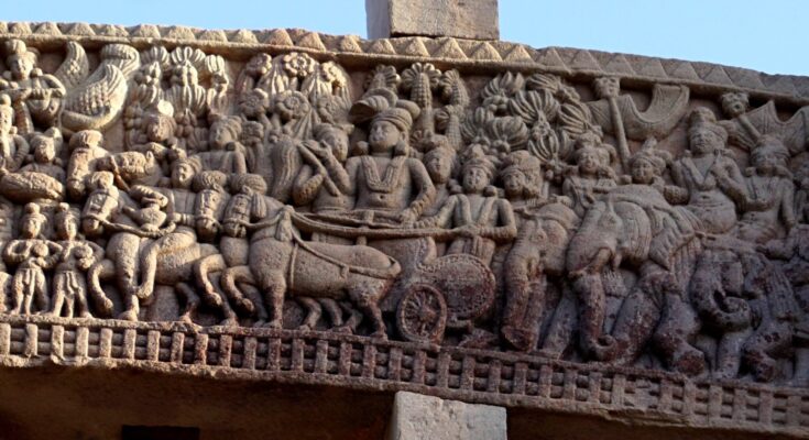 Carving of Ashoka on a chariot