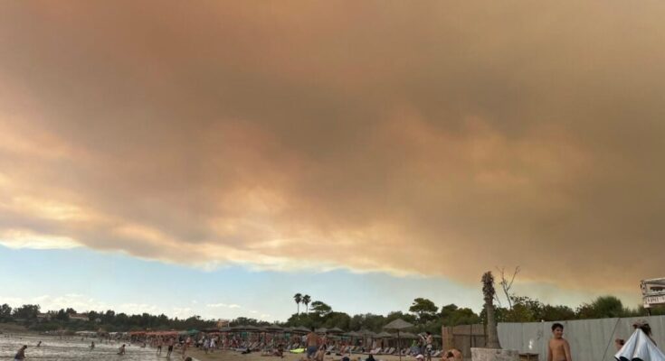 Smoke above a Voula beach.