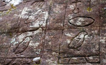 Carvings resembling hieroglyphics