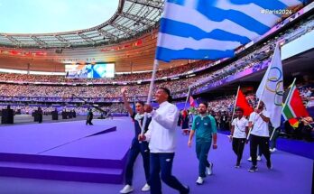 Greece opening the parade in Paris 2024 Olympics Closing Ceremony