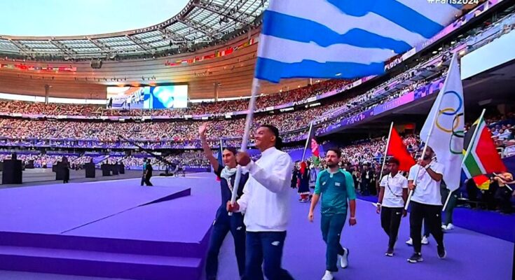 Greece opening the parade in Paris 2024 Olympics Closing Ceremony