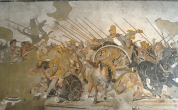 Alexander the Great fighting at the battle of Issus against Darius III of Persia