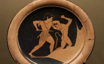 Theseus and the Minotaur, a suggested but unlikely example of the fall of the Minoans in Greek mythology.