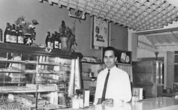 Sotirios “Sam” Panopoulos, the  man responsible for the Hawaiian pizza gastronomic innovation, pictured at one of his restaurants in the late 1960s