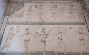 Mosaic Roman Women in Bikini