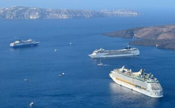 Cruise ships off Santorini