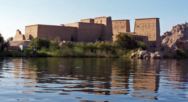 Underwater rock carvings of ancient Egyptian pharaohs found in Aswan Egypt.