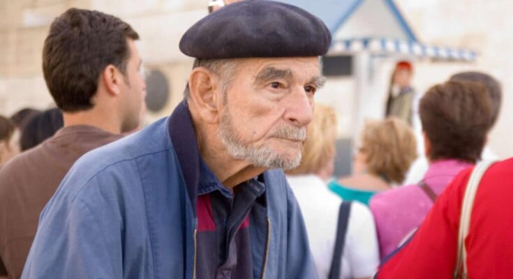 A Greek pensioner, depicting the age group that will work beyond retirement in Greece.