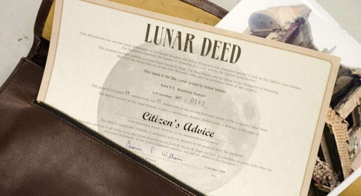 The lunar deed showing the land ownership on the moon