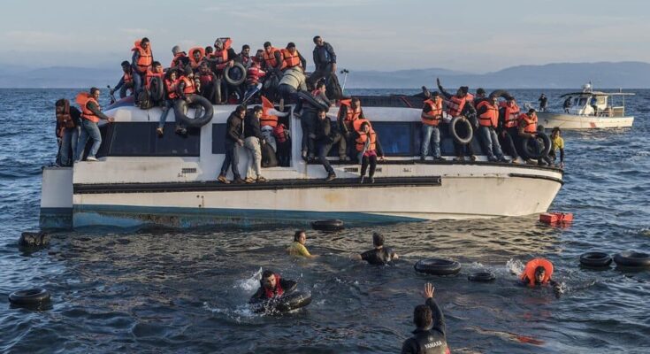 migrants, refugees at Lesvos island, Greece