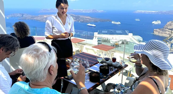 Wine tasting on Santorini.