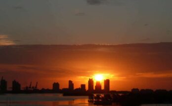 Sunset at the Port of Miami, which is part of the ILA