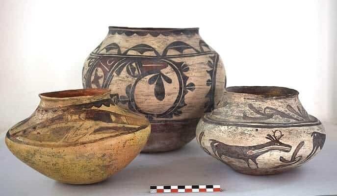 Native American terracotta vases by the Hopi and Zuni tribes.