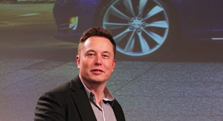 Elon Musk at a Tesla Meeting, 2015.