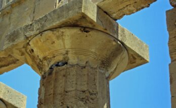 Doric Style column and capital of an temple of ancient Greece.