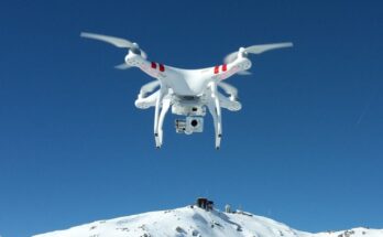 A DJI Phantom quadcopter UAV drone