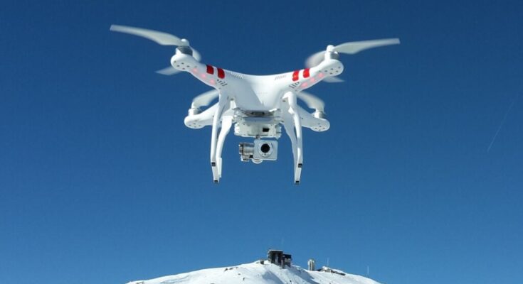 A DJI Phantom quadcopter UAV drone