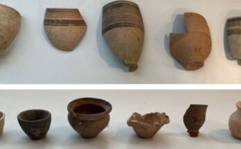 Goblets (top) and miniature vessels (bottom) from Hama Period