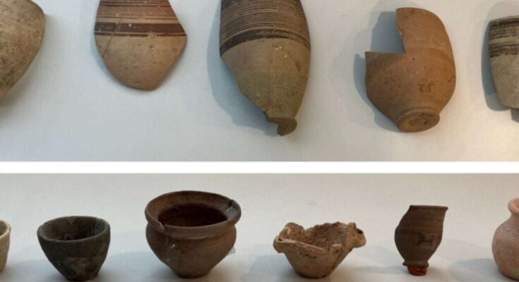 Goblets (top) and miniature vessels (bottom) from Hama Period