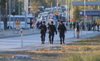 Security forces patrol the streets following the attack on Turkish Aerospace Industries