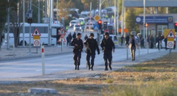 Security forces patrol the streets following the attack on Turkish Aerospace Industries