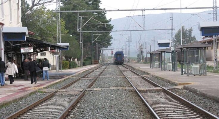 Livadia railway station, the site of a passenger incident highlighting safety issues in the Greek rail system.