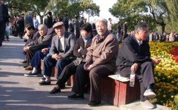 Old people enjoying the music showing human life expectancy