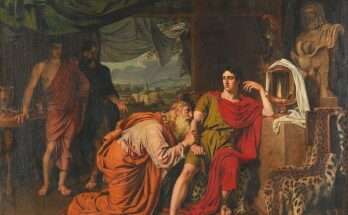 King Priam begging Achilles for the return of Hector's body