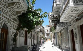 Street of Pyrgi on the Greek island of Chios