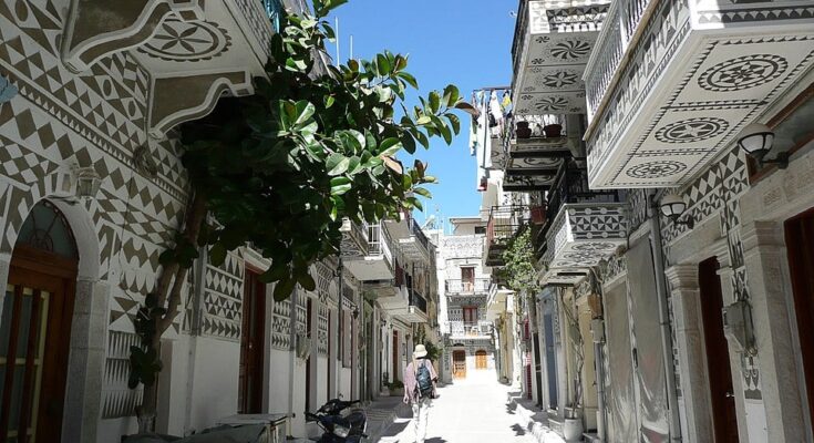 Street of Pyrgi on the Greek island of Chios