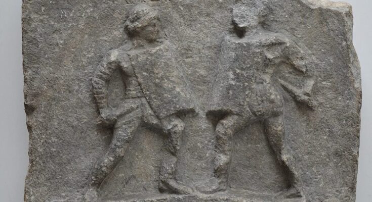 Marble relief with female gladiators/fighters