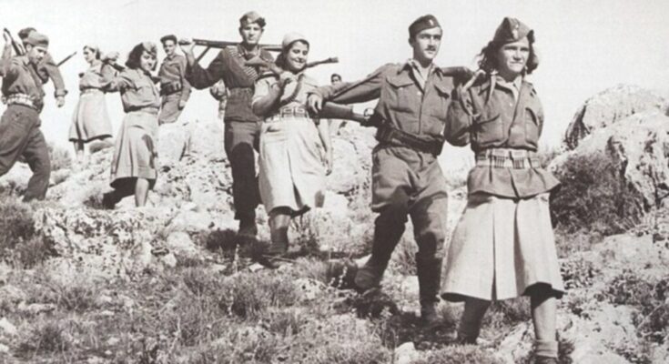 Greek partisan women of EAM-ELAS during World War II, showcasing their determination and bravery.