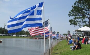 Greek and US flags