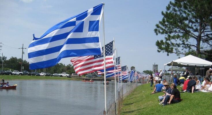 Greek and US flags