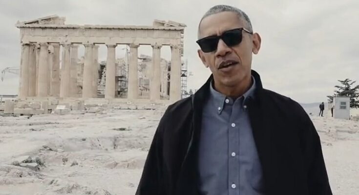 Barack Obama on the Acropolis of Athens in 2016.